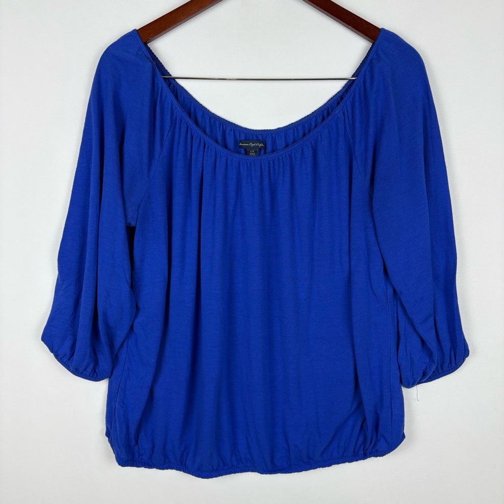 American Eagle Outfitters Peasant Scoop Neck Three Quarter Sleeve Top